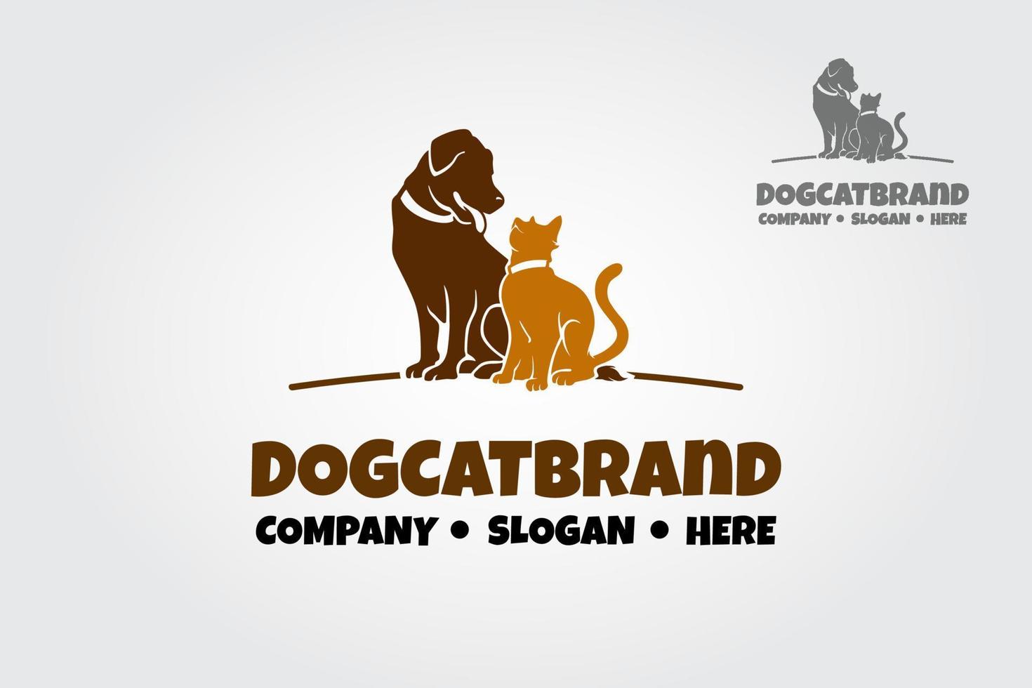 logotipo vectorial de la marca dogcat. El diseño de logotipo elegante, moderno, agradable y claro se puede utilizar para muchos tipos de proyectos, negocios, comunidades, tiendas de mascotas, etc. vector