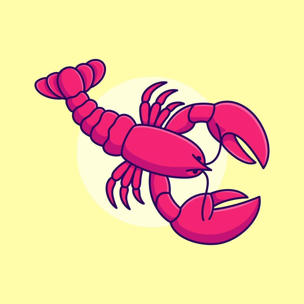 cute lobster drawing vector cartoon illustration