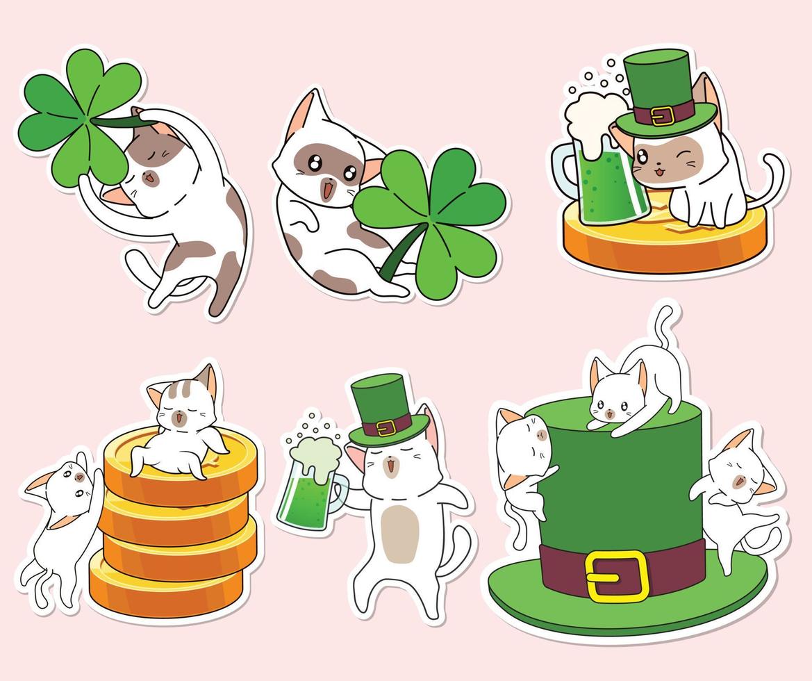 adorable cat sticker cartoon collection vector