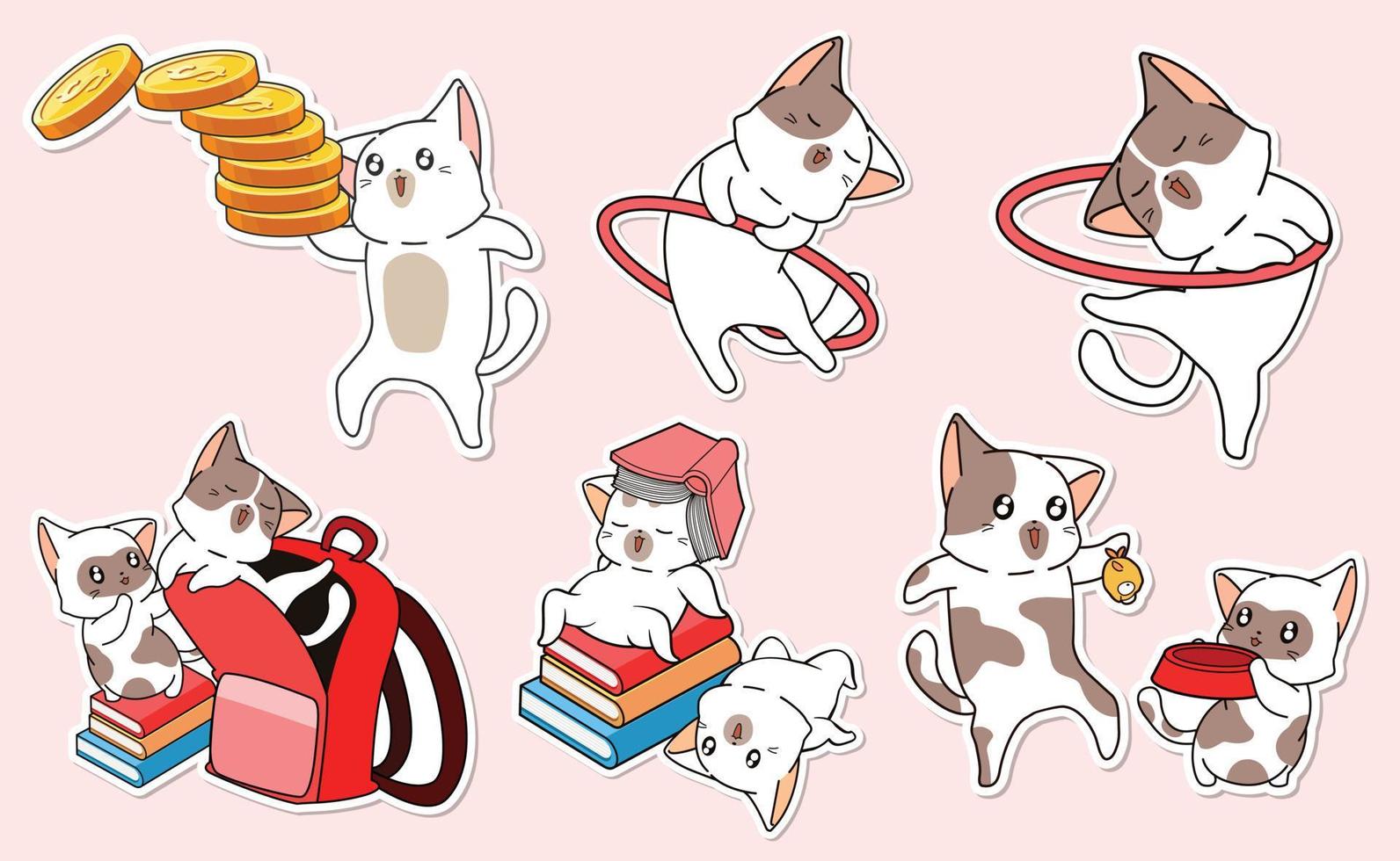 meow character sticker cartoon collection 11886792 Vector Art at Vecteezy
