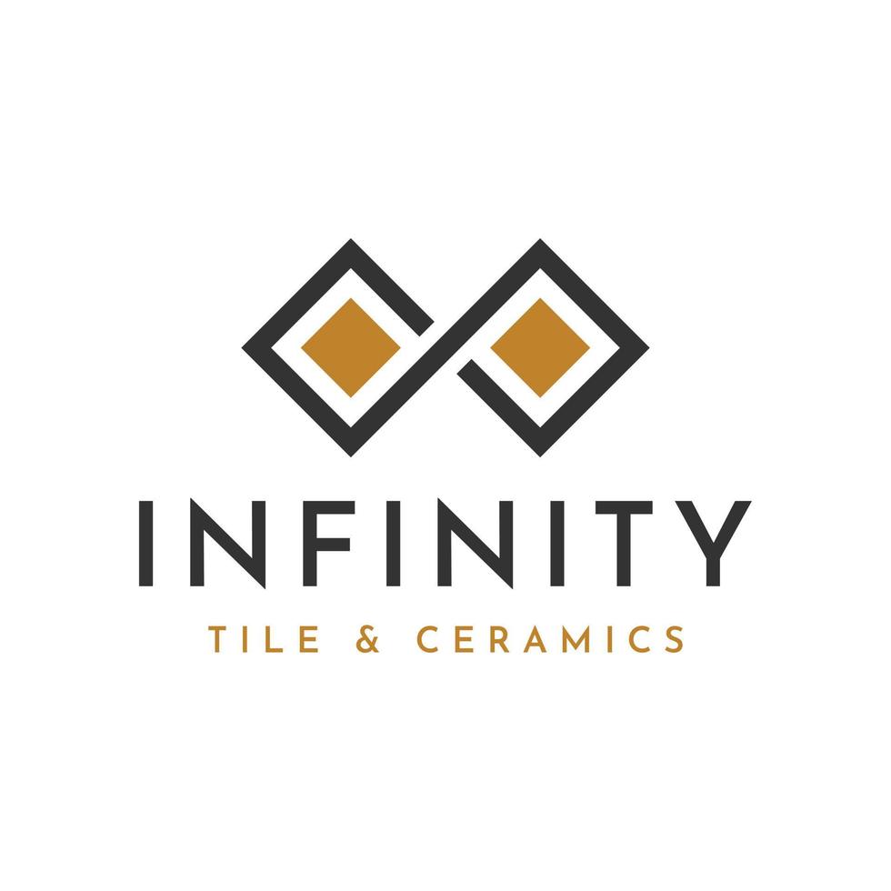 diseño de logotipo de cerámica de baldosas infinitas. combinación simple y única de símbolo de infinito y diseño de logotipo de mosaico vector