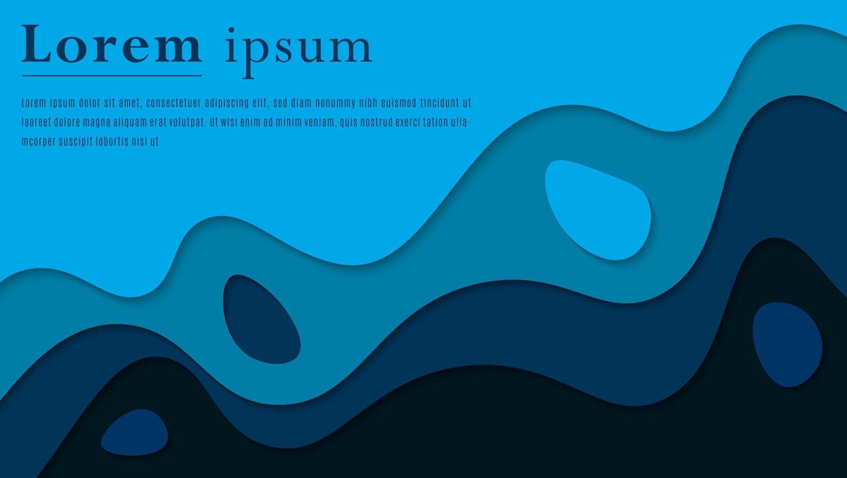 Abstract Dynamic Blue Waves In Dark Papercut Style Background vector