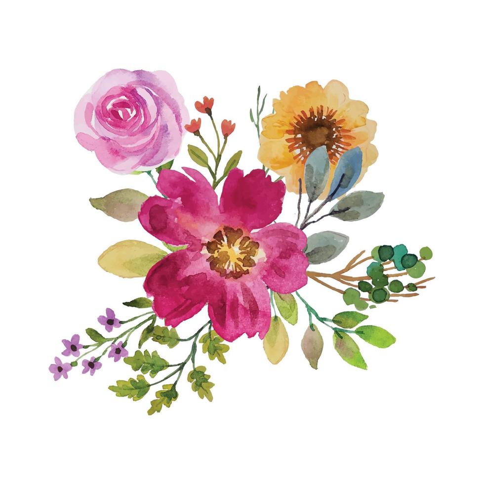 watercolor flower bouquet vector