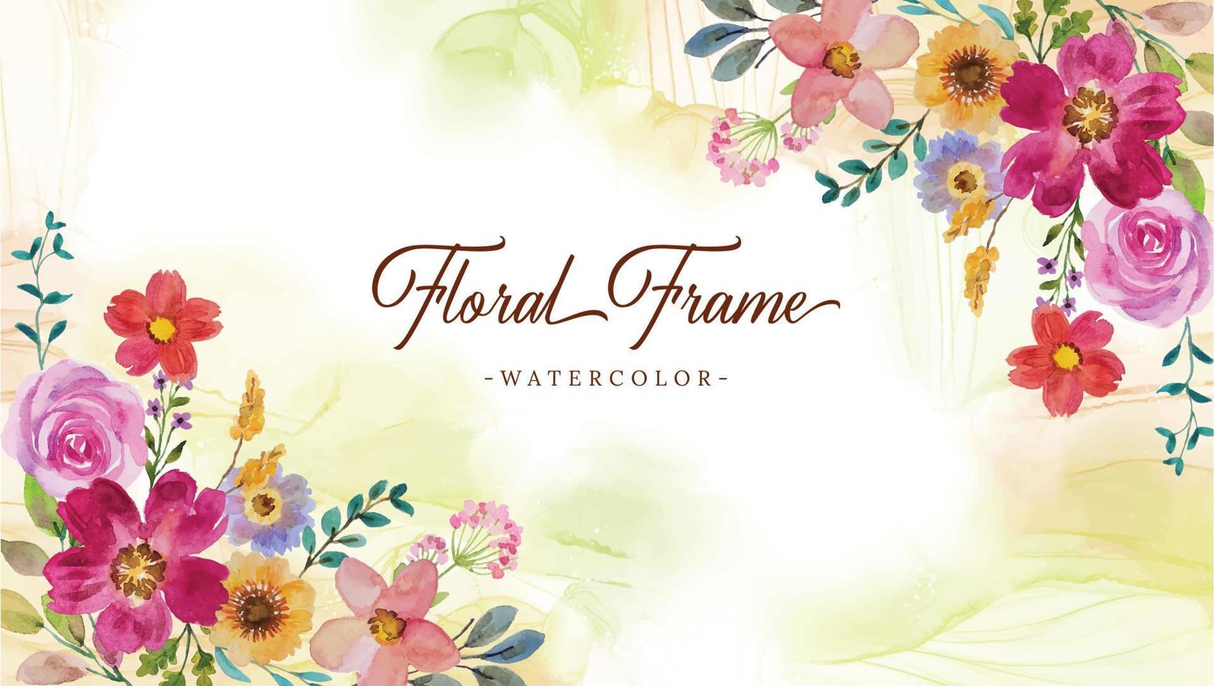 watercolor flower frame background vector