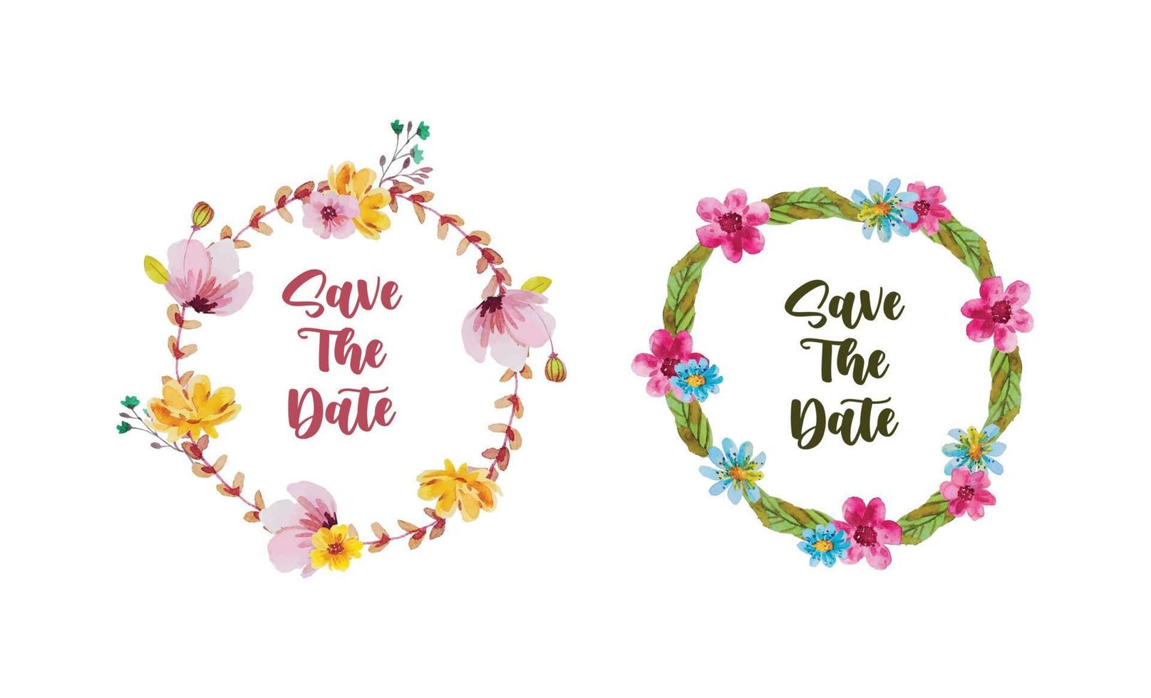 watercolor flower frame template vector