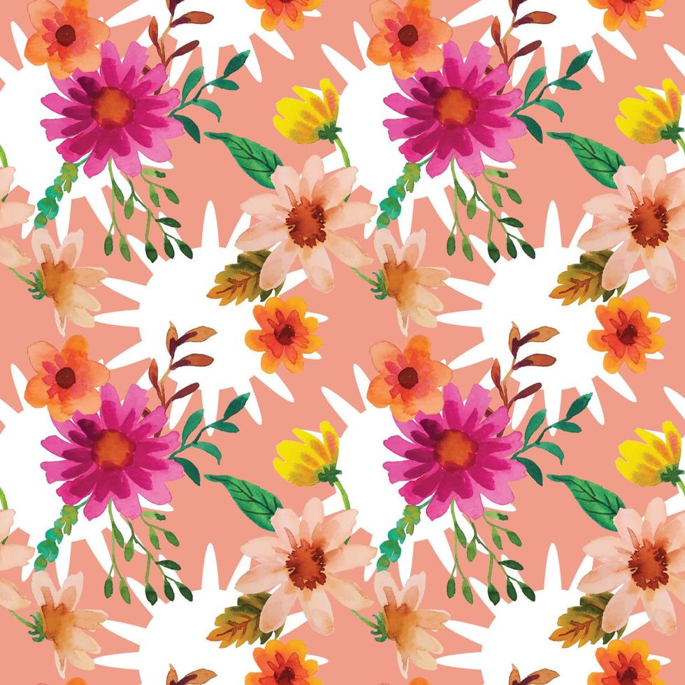 watercolor flower pattern vector