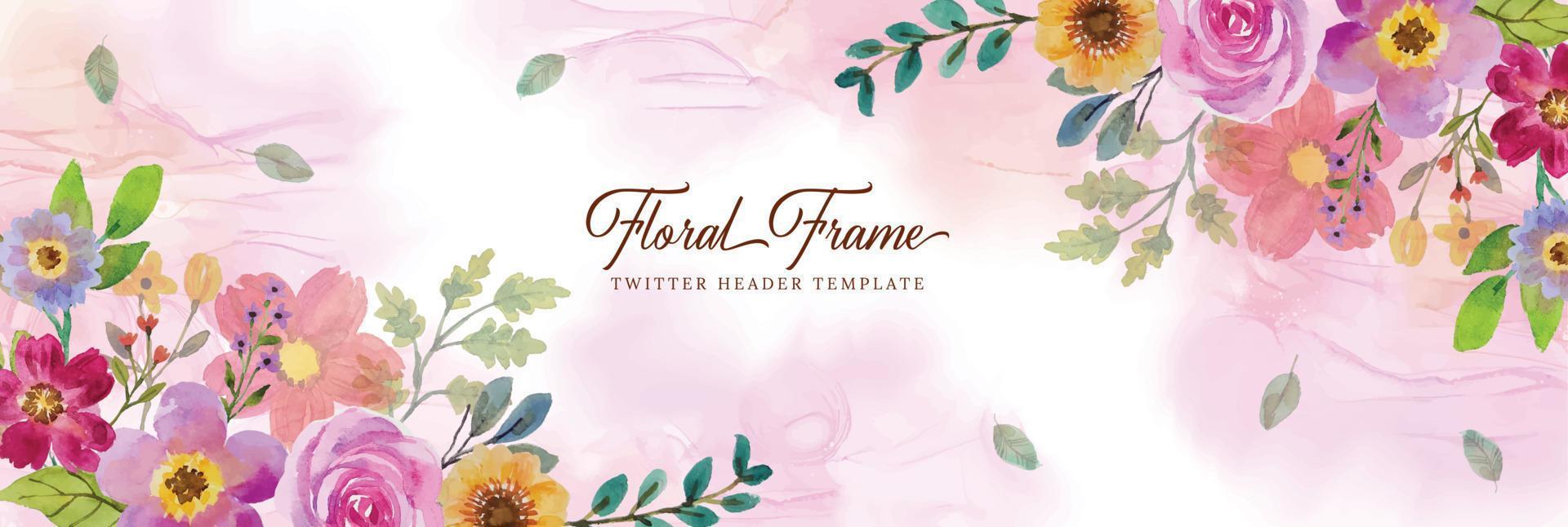 watercolor flower frame background vector