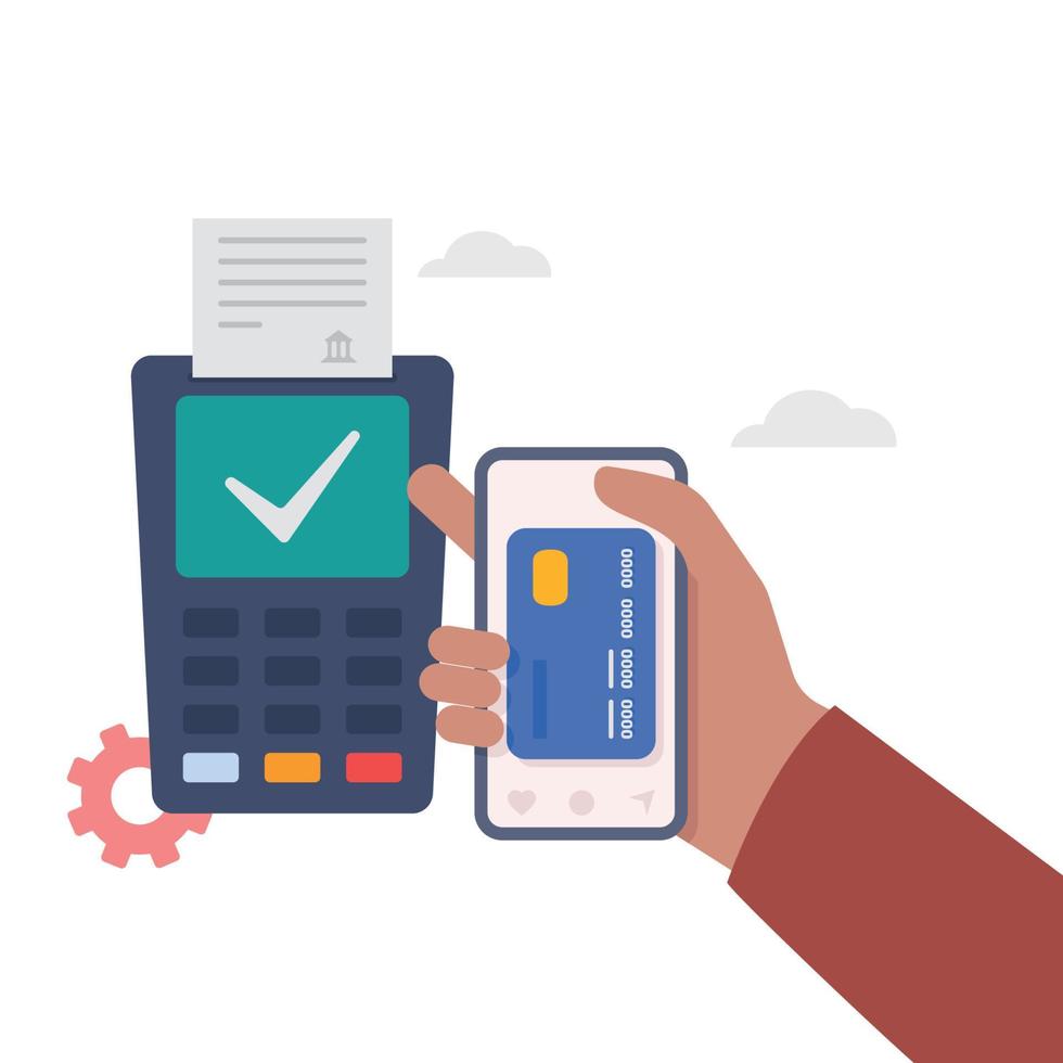 Contactless payment near field communication payment terminal concept. Online transactions illustration. vector