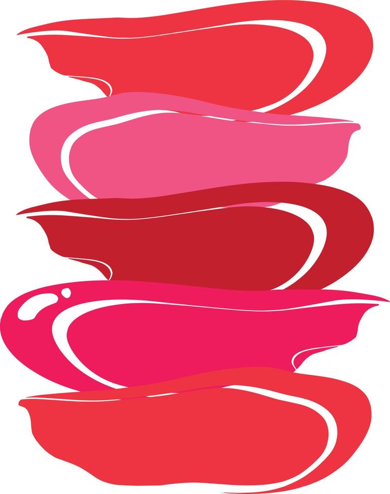 Abstract background of multi-colored strokes. A smear of lipstick. Pink, red, burgundy colors. Cosmetic mark. vector