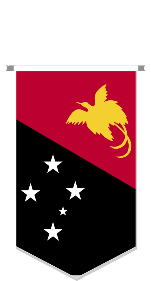 Papua New Guinea flag in soccer pennant, various shape. png