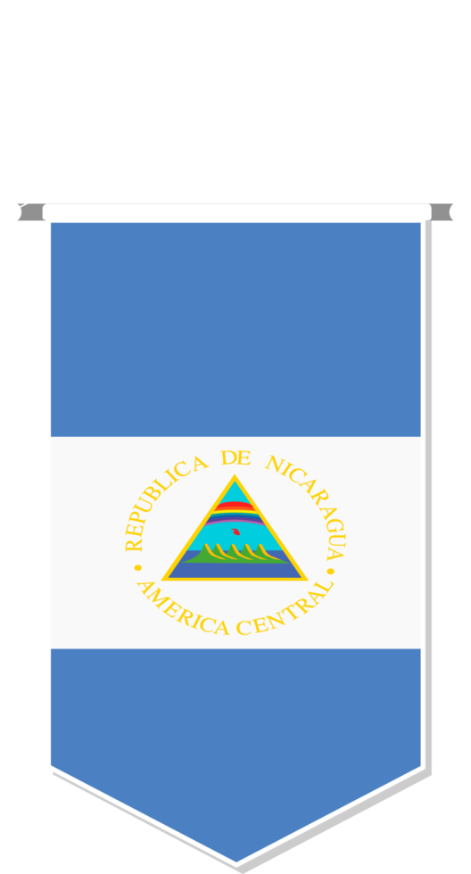 Nicaragua flag in soccer pennant, various shape. png