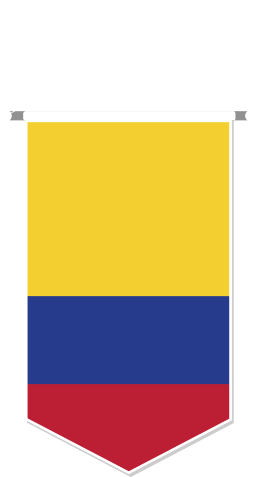 Colombia flag in soccer pennant, various shape. png