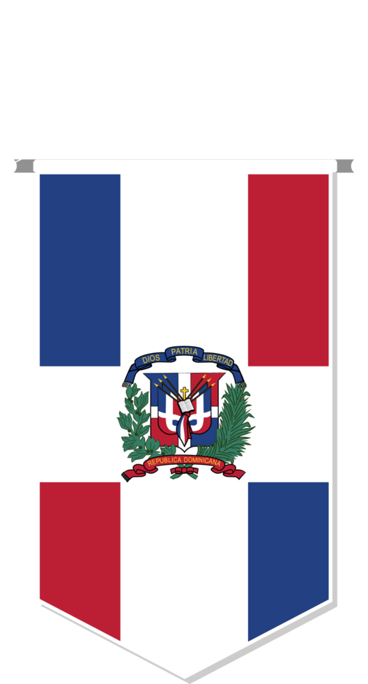 Dominican Republic flag in soccer pennant, various shape. png
