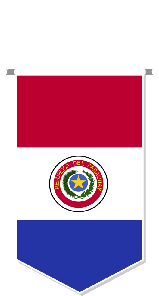 Paraguay flag in soccer pennant, various shape. png