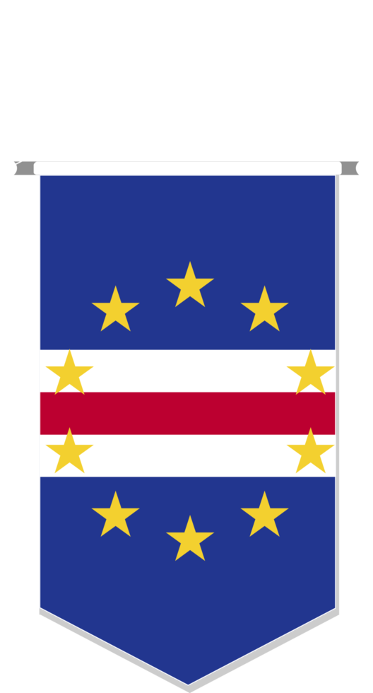 Cape Verde flag in soccer pennant, various shape. png