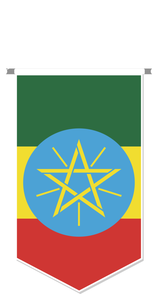 Ethiopia flag in soccer pennant, various shape. png