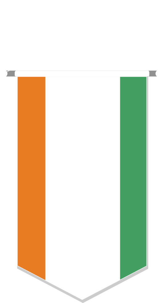 Cote d'Ivoire flag in soccer pennant, various shape. png