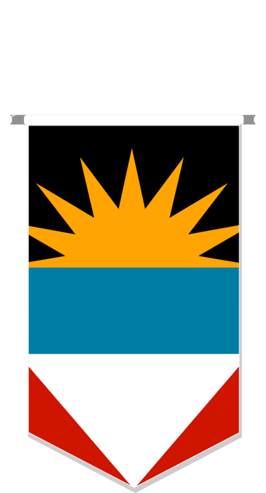 Antigua and Barbuda flag in soccer pennant, various shape. png