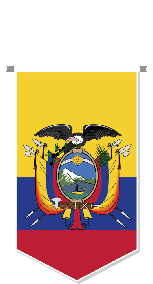 Ecuador flag in soccer pennant, various shape. png