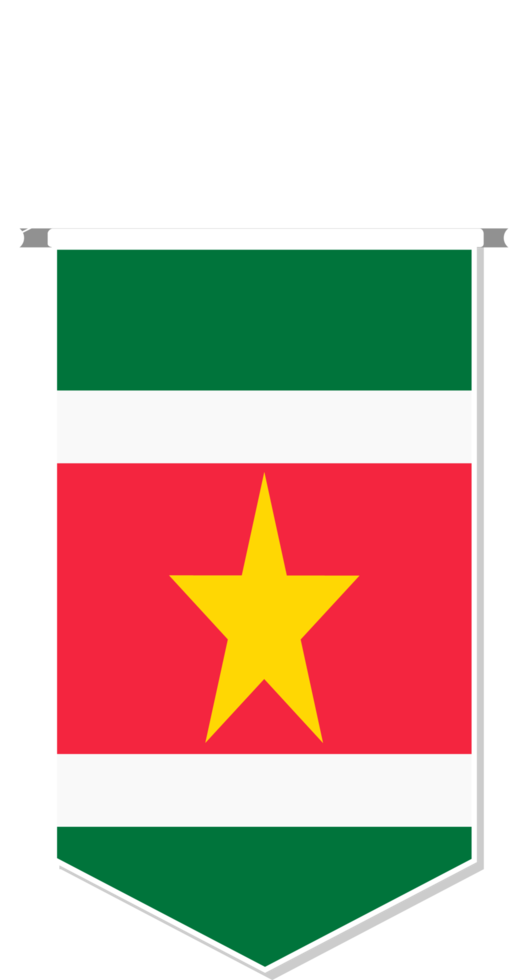Suriname vlag in voetbal wimpel, divers vorm geven aan. png