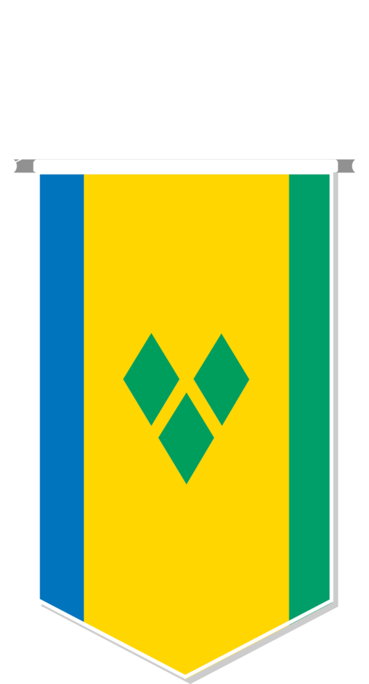 Saint Vincent and the Grenadines flag in soccer pennant, various shape. png