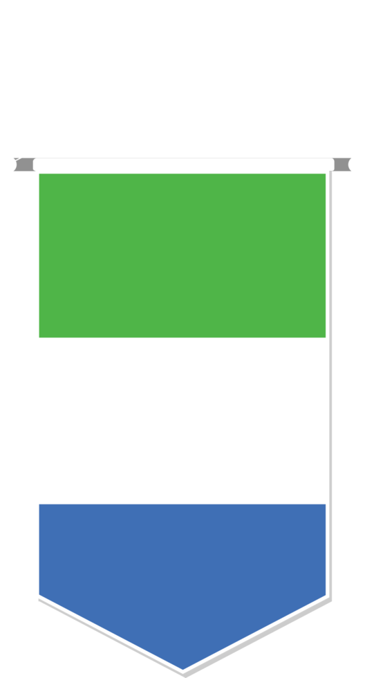 Sierra Leone flag in soccer pennant, various shape. png
