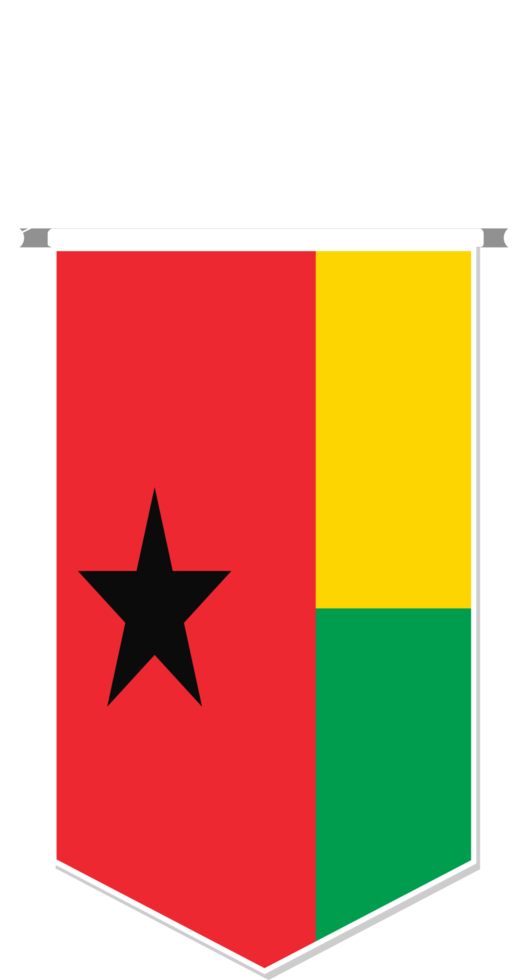 Guinea Bissau flag in soccer pennant, various shape. png