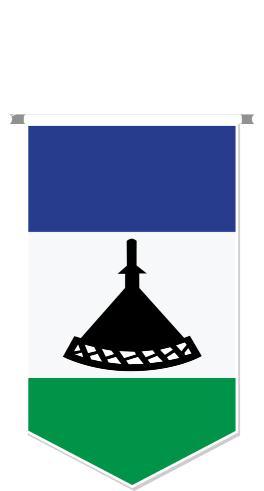 Lesotho flag in soccer pennant, various shape. png