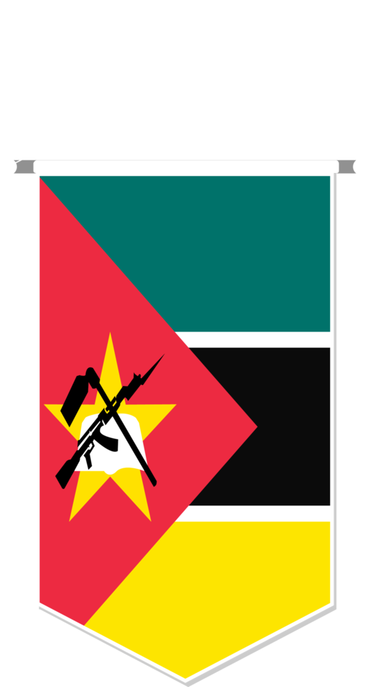 Mozambique flag in soccer pennant, various shape. png