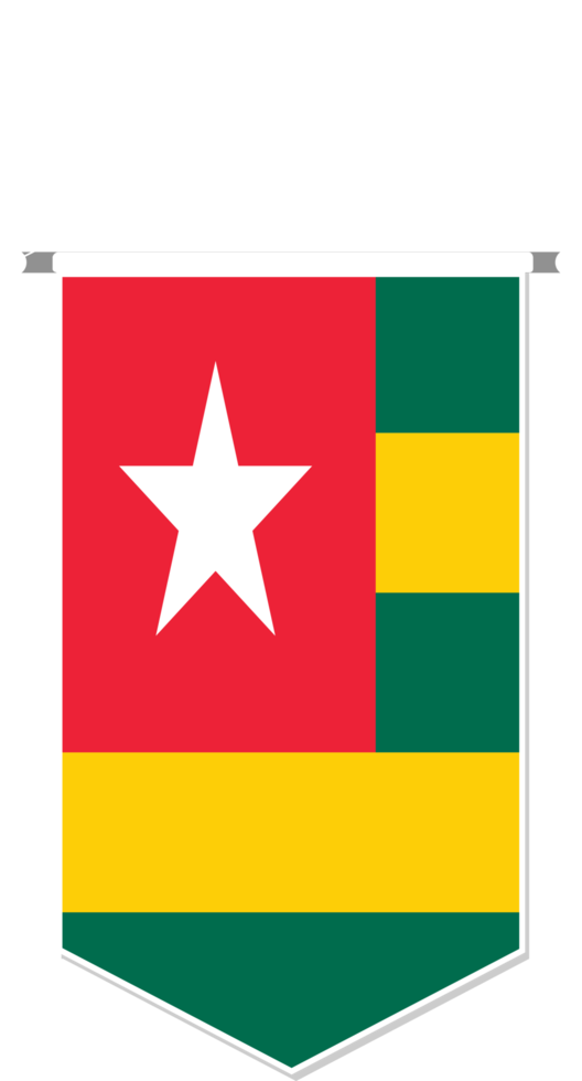 Togo flag in soccer pennant, various shape. png