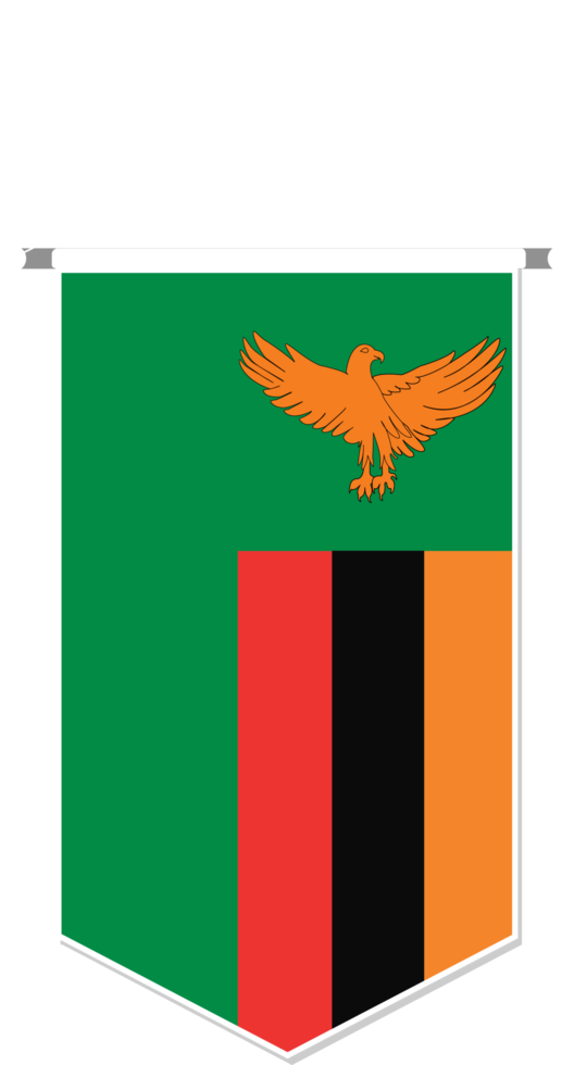 Zambia flag in soccer pennant, various shape. png