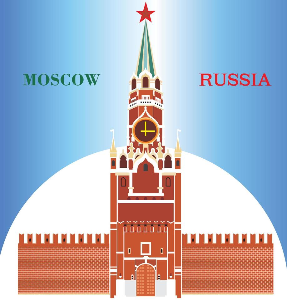 torre spasskaya del kremlin de moscú sobre fondo azul vector