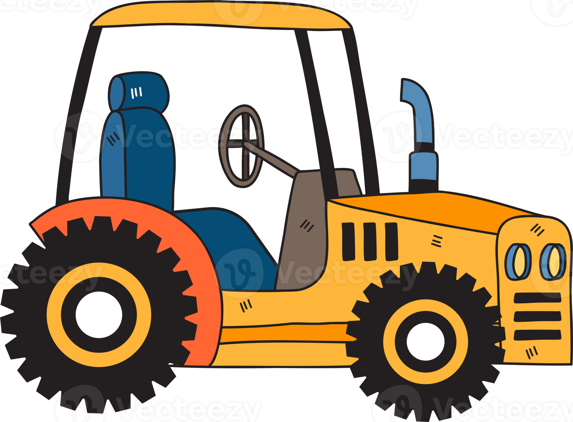 Hand Drawn cute yellow tractor illustration 11887623 PNG