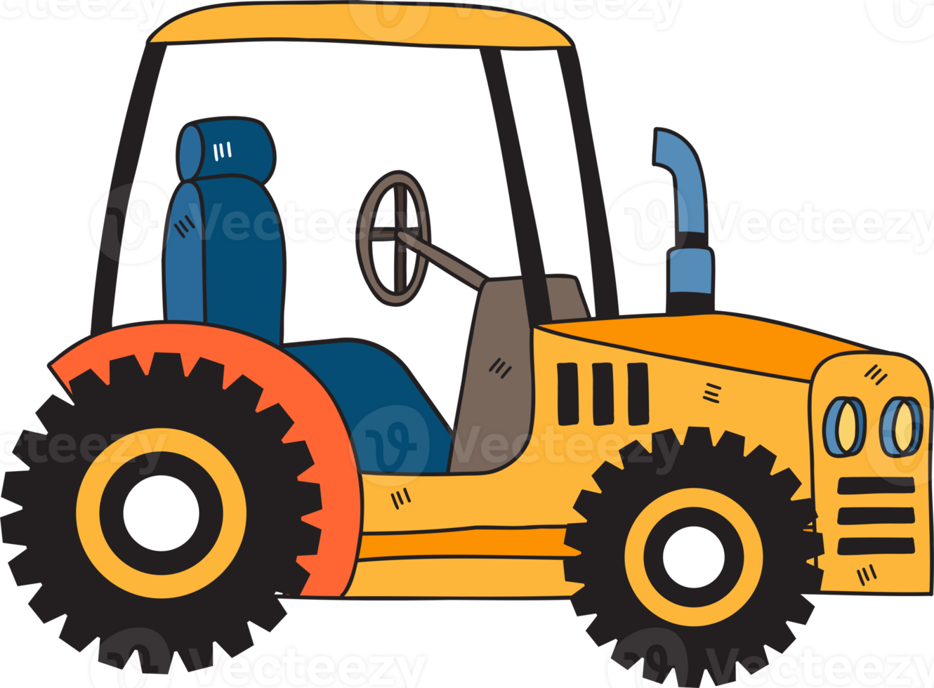 Hand Drawn cute yellow tractor illustration 11887623 PNG