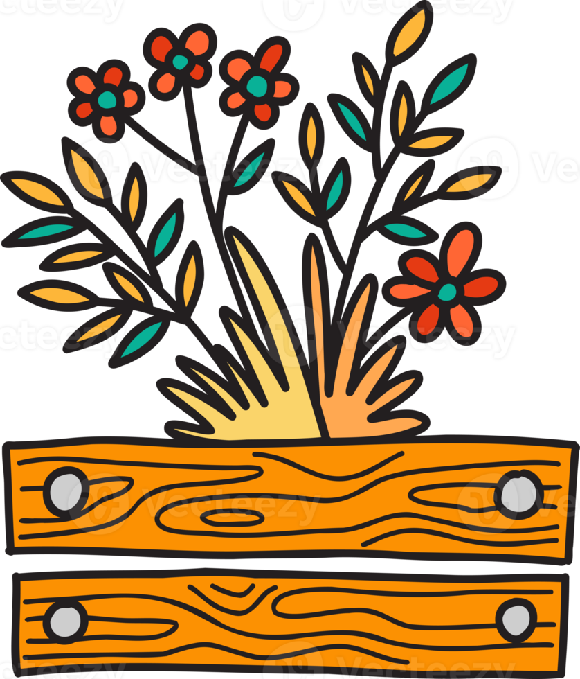 illustration de buisson de fleurs mignon dessiné à la main png