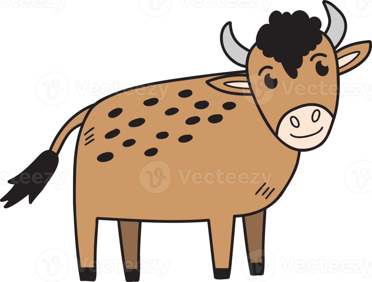 Hand Drawn cute cow illustration png