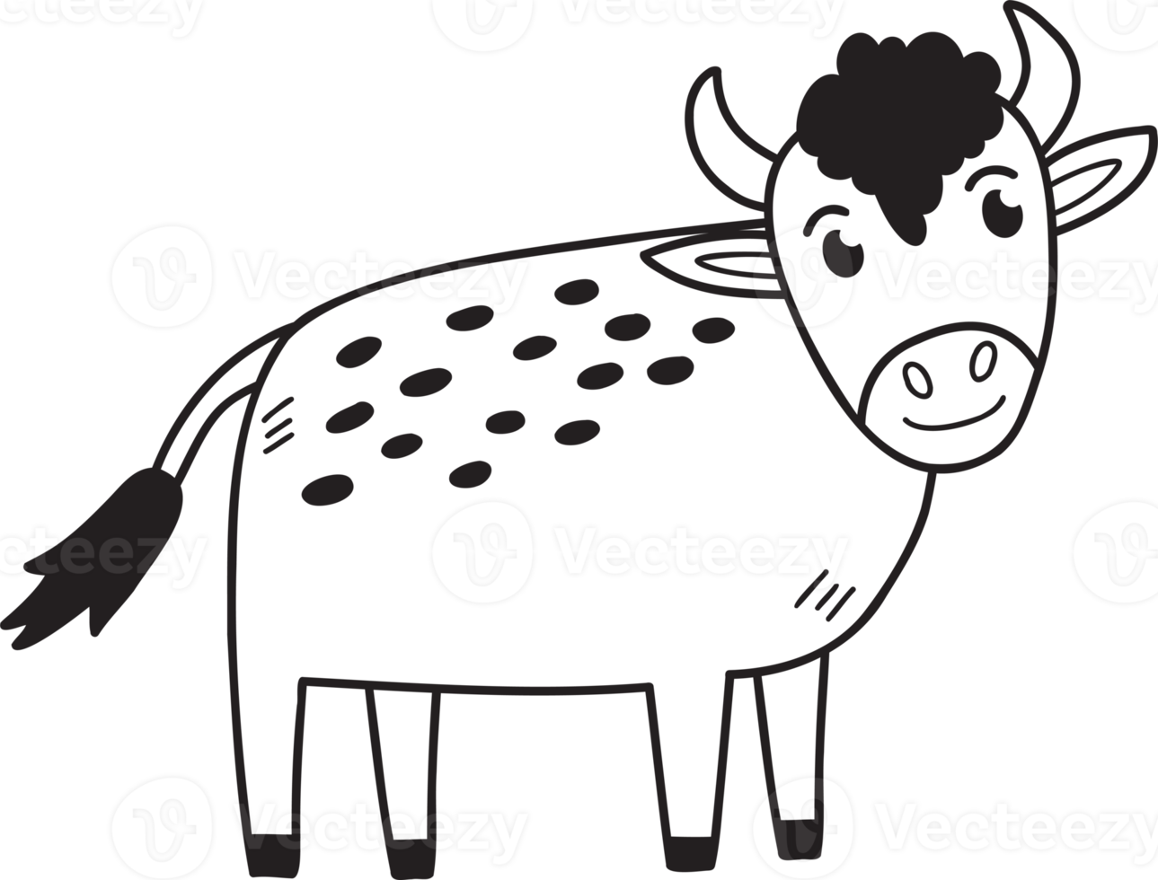 Hand Drawn cute cow illustration png