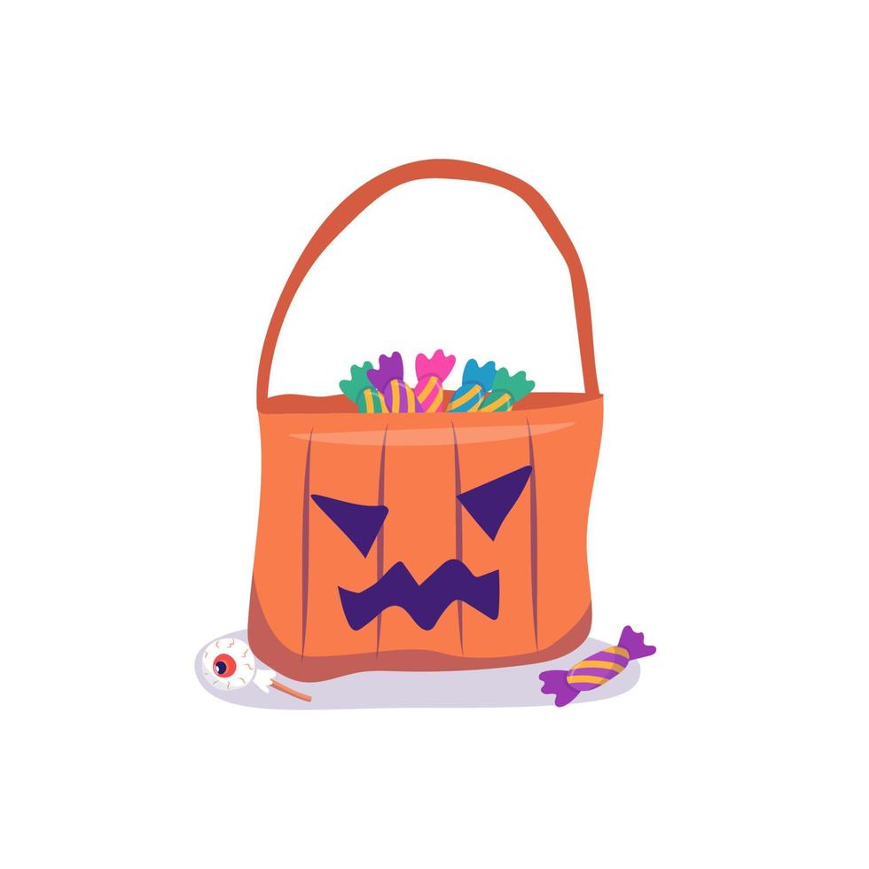 bolsa de halloween con ilustración de dulces vector