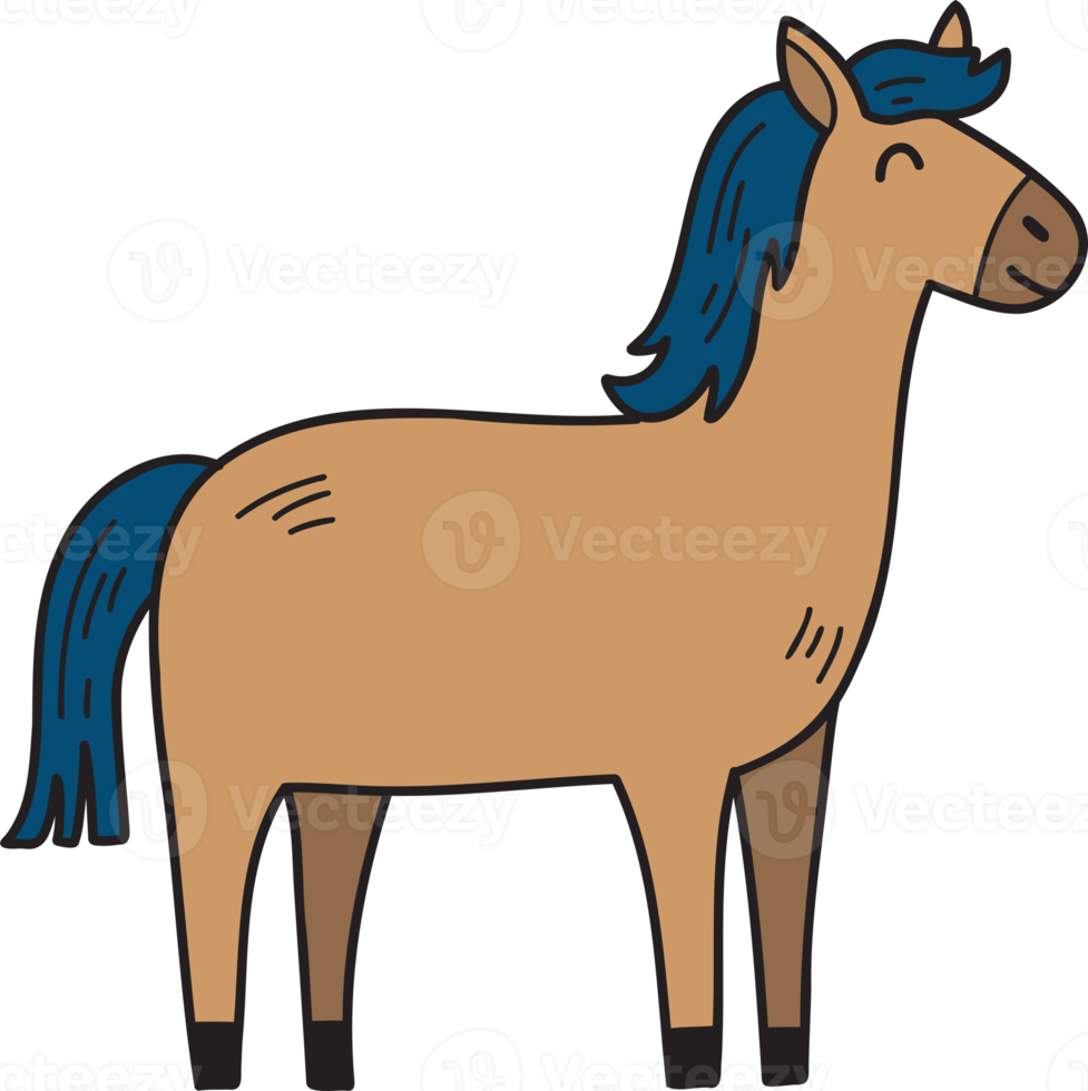 Hand Drawn cute horse illustration png