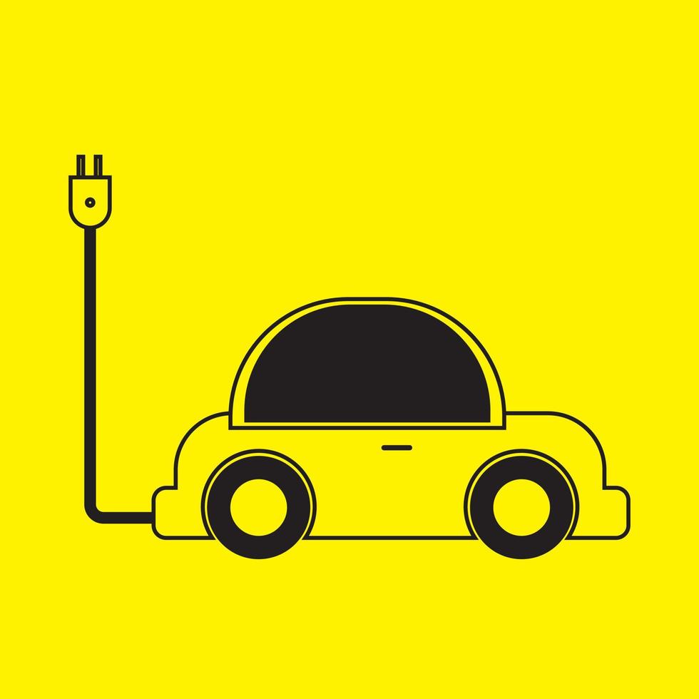 electric car symbol in line art design style vector