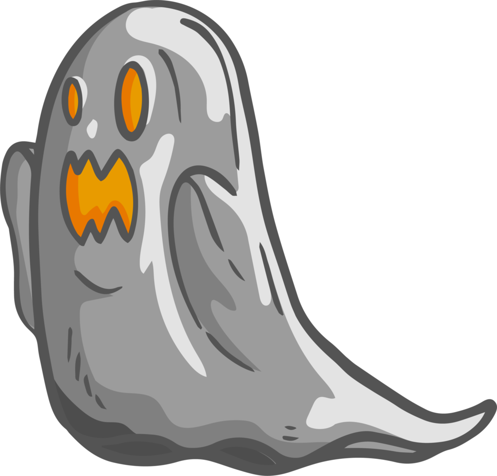 ilustração de doodle de halloween de fantasma voador desenhado à mão png