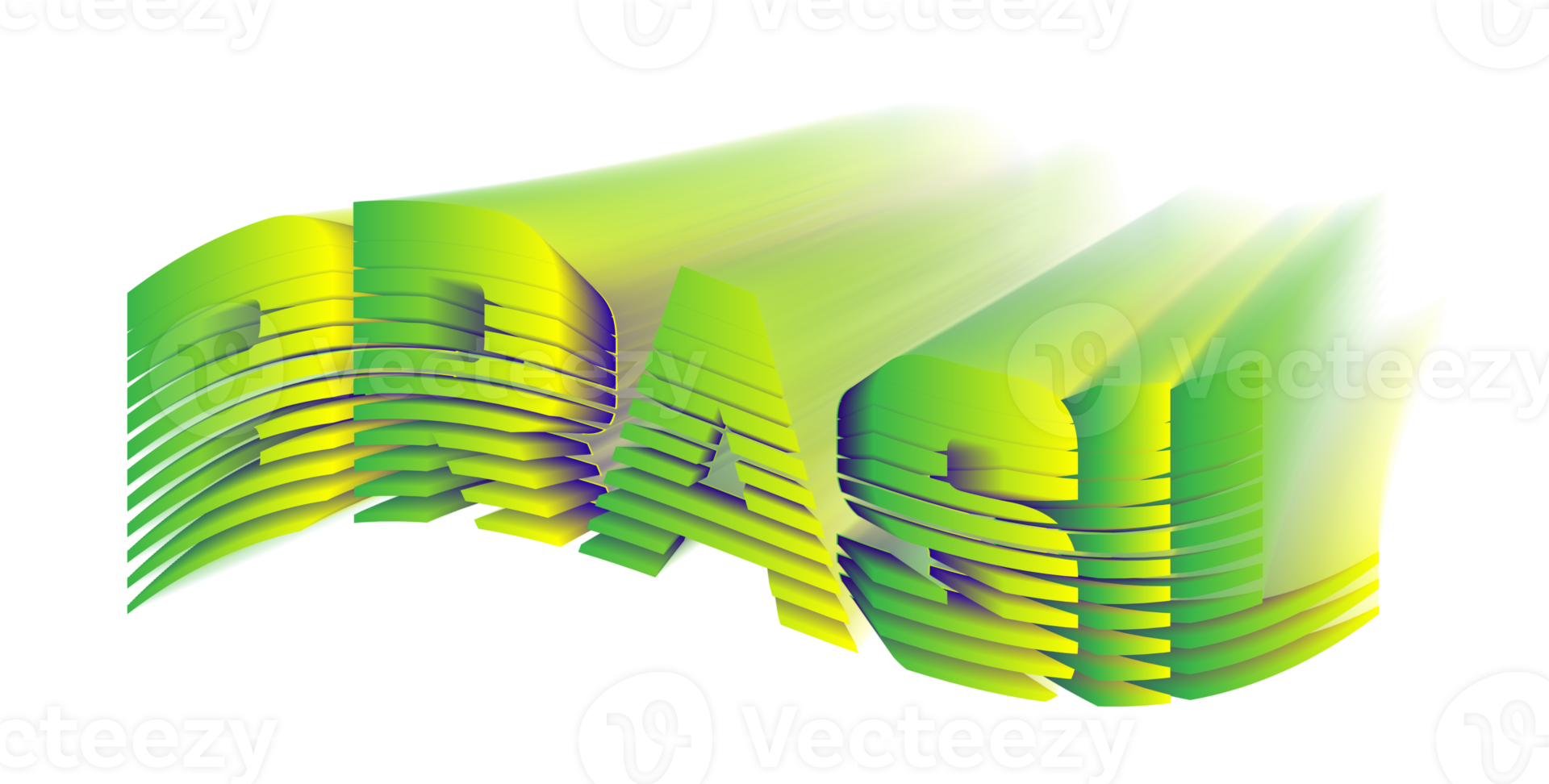 texte du brésil, avec effet 3d de mouvement vert et jaune png