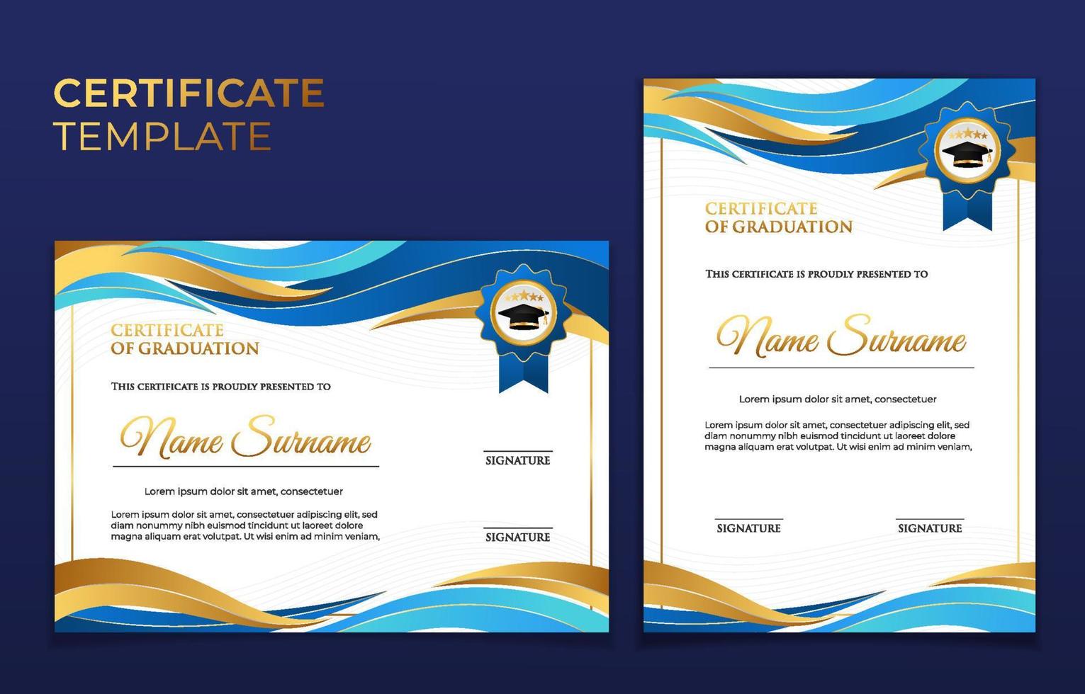 plantilla de certificado de graduación vector