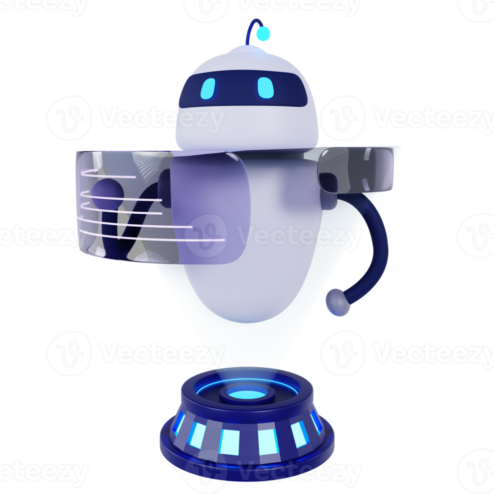 3D Artificial Intelligence Robot Hologram Illustration png