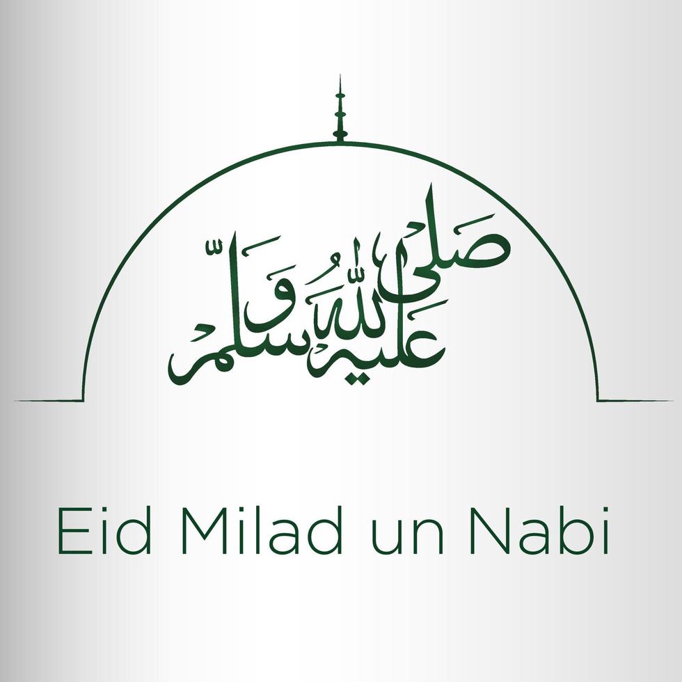 nombre del profeta muhammad sallallahu alaihi wasallam. traducción al inglés que las bendiciones de allah sean con él y le concedan paz. caligrafía árabe sobre fondo blanco. vector