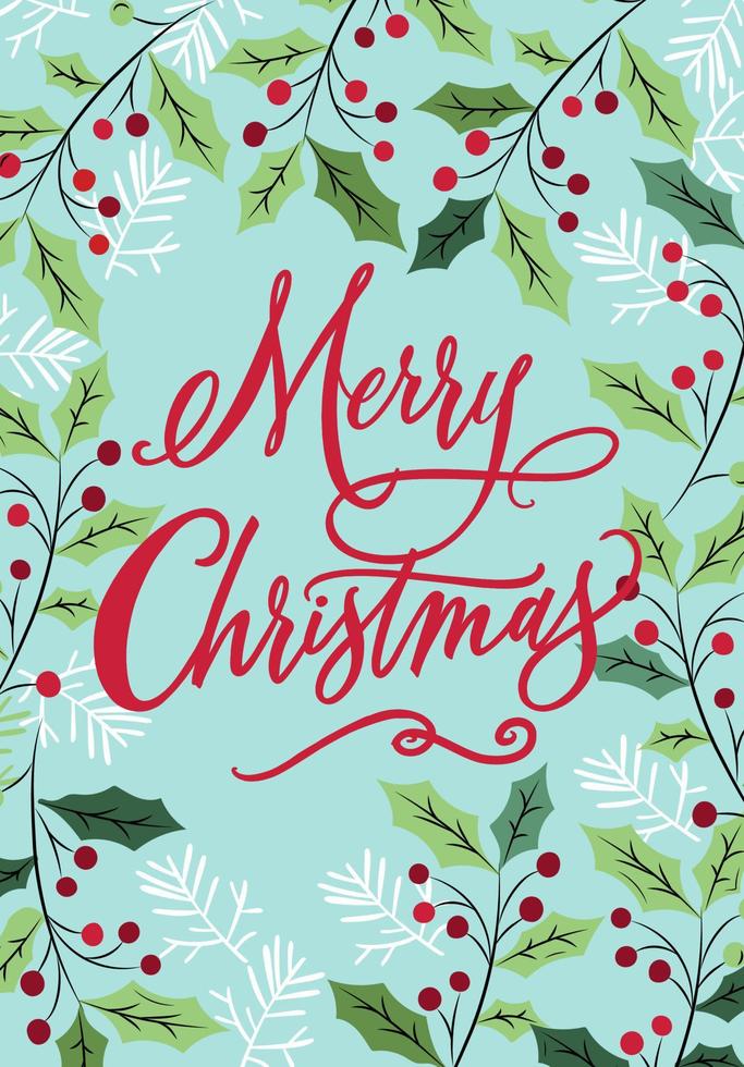 Christmas card cover design with text 'Merry Christmas' vector