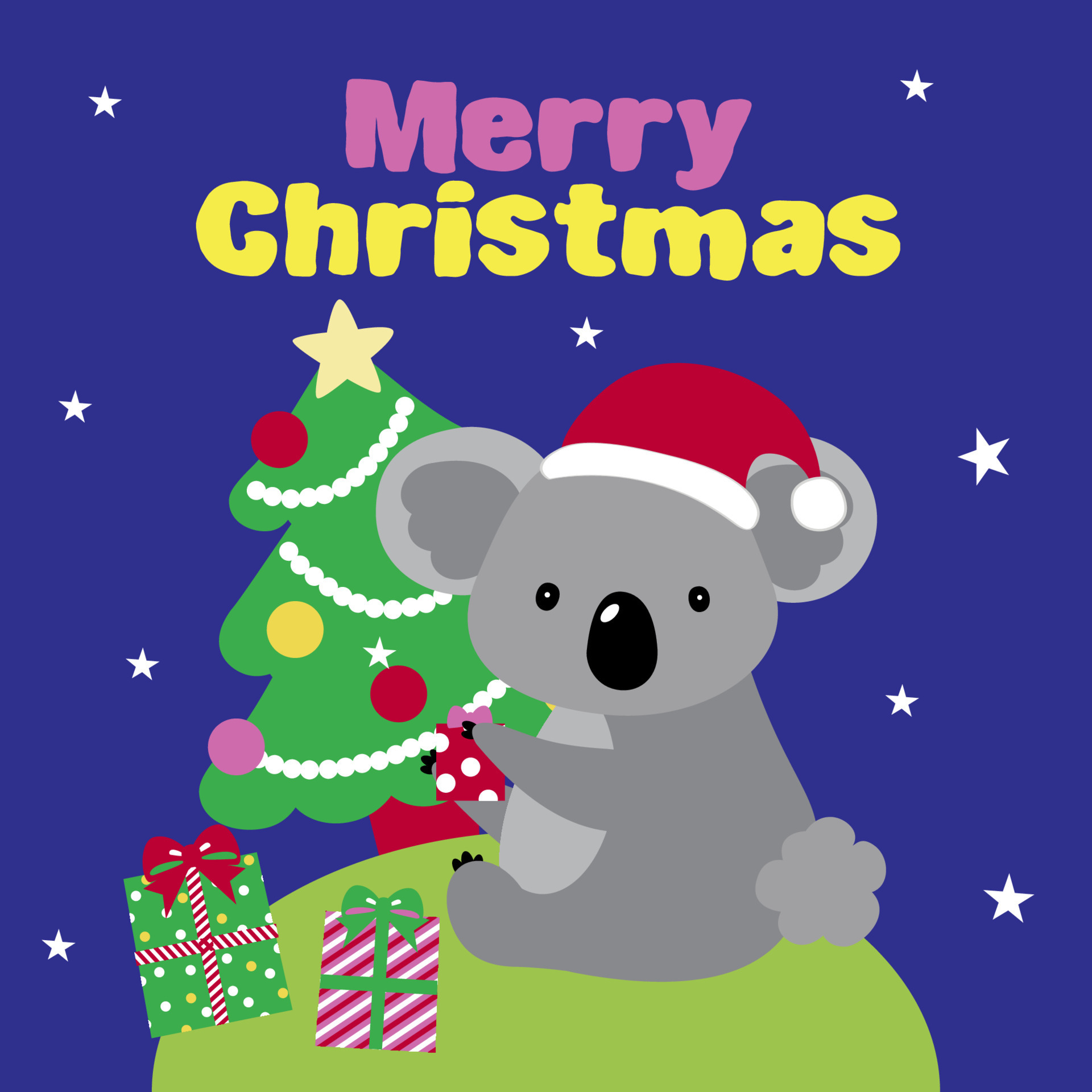 diseño de portada de tarjeta de navidad de koala de dibujos animados con el  texto 'feliz navidad' 11888552 Vector en Vecteezy