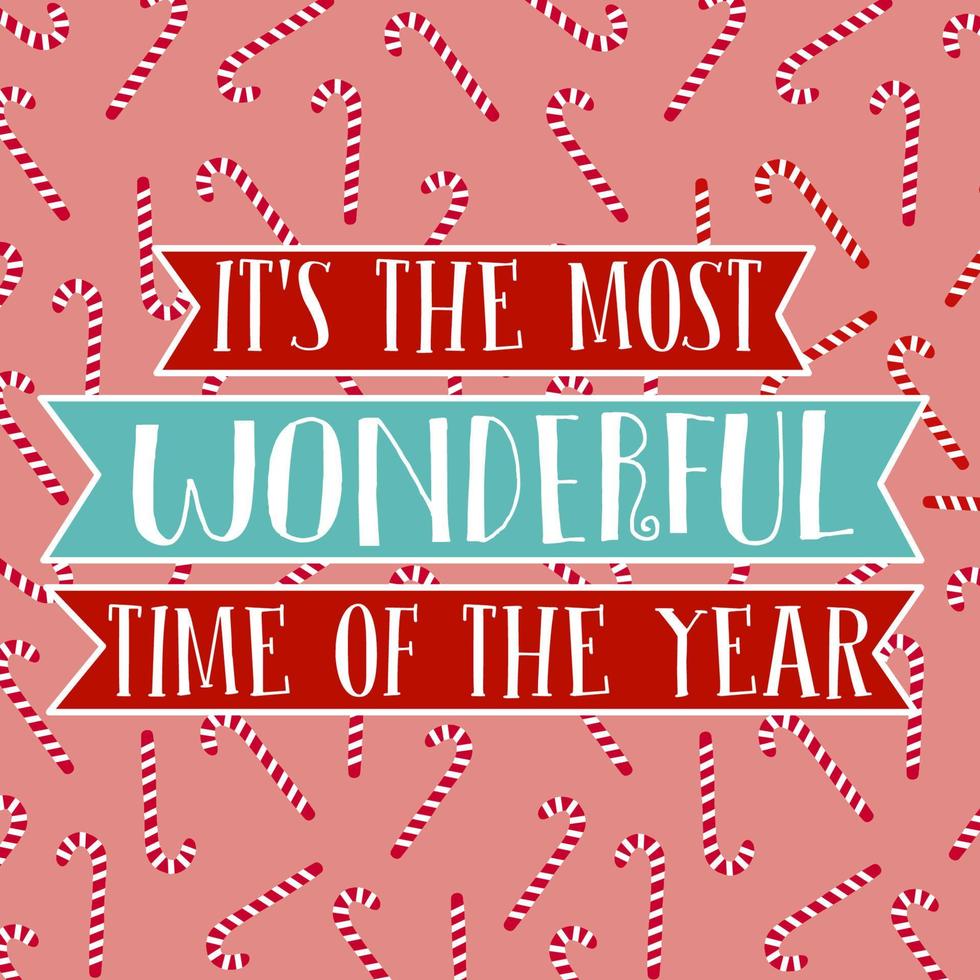 Christmas card cover design with text 'It's the most wonderful time of the year' vector