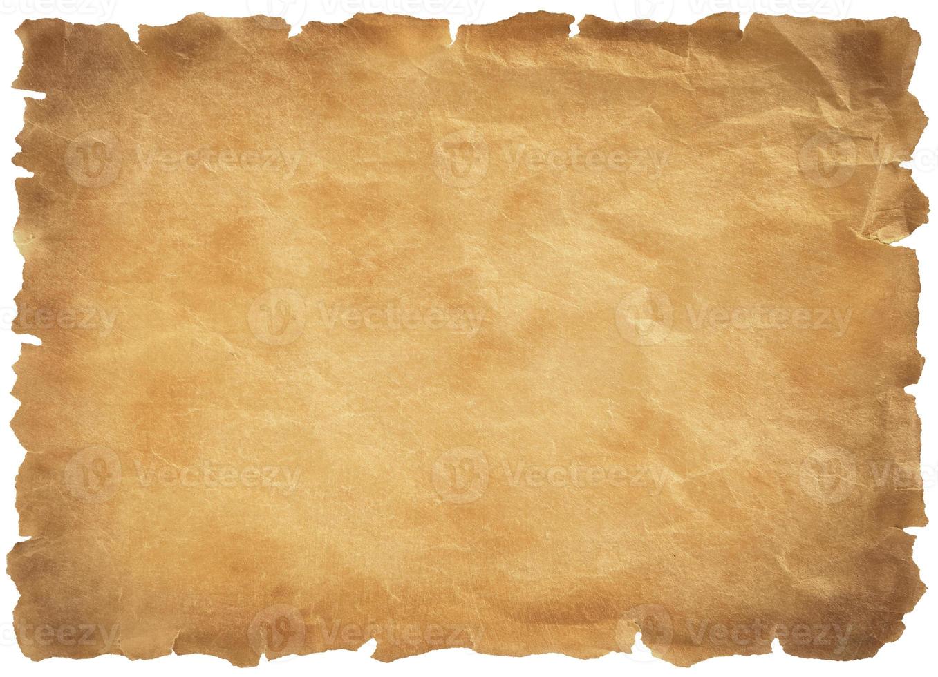 old parchment paper sheet vintage aged or texture isolated on white background photo