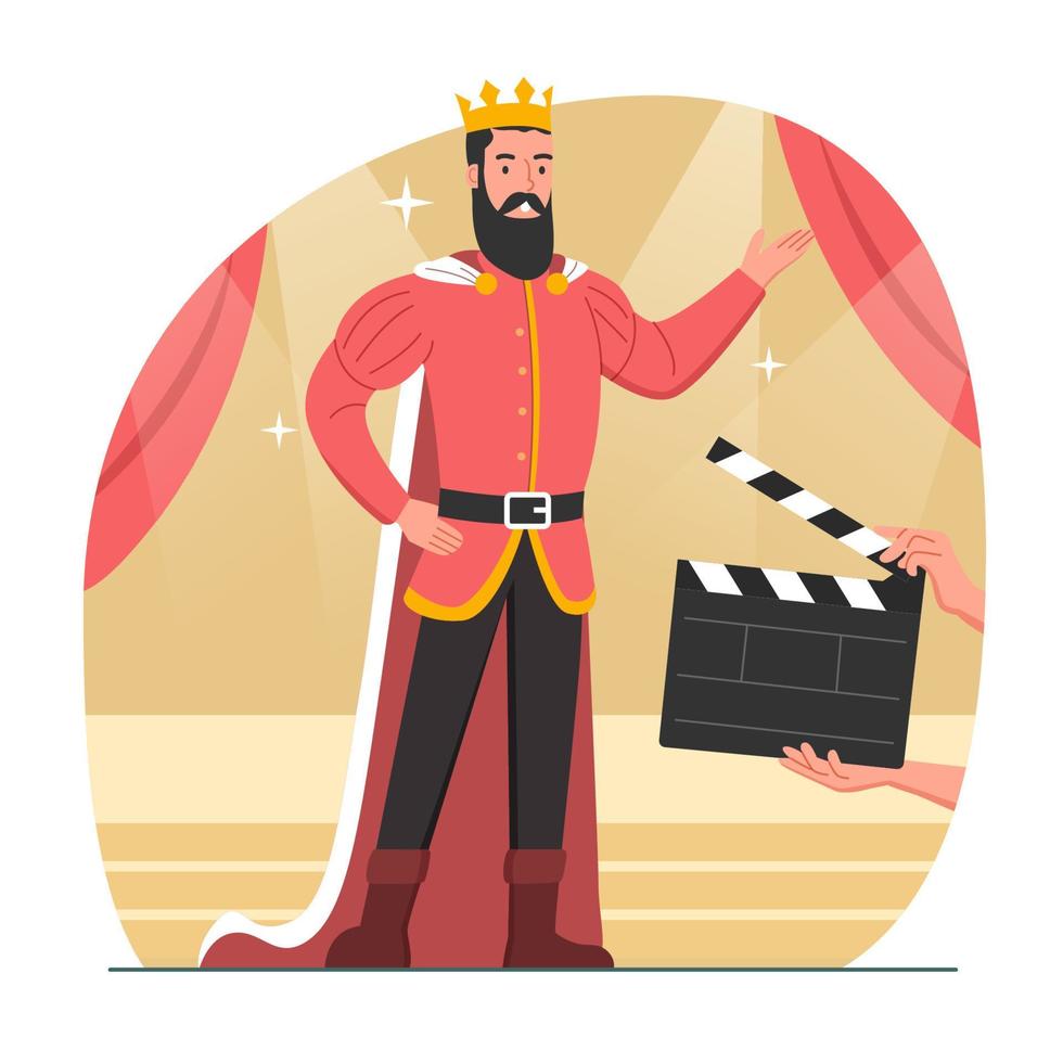 Male Actor in Medieval Costume Performing in Movie vector